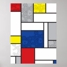 fatfatin Mondrian + Retro Kreis-Wand-Kunst-Druck Plakat