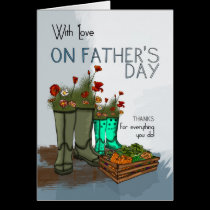 Father's Day Greeting Card With Rain Boots And Flo karten
