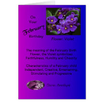 Februar-Geburtstags-Karte - Veilchen und Amethyst