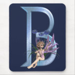 Feenhaftes blaues Monogramm B Mauspads