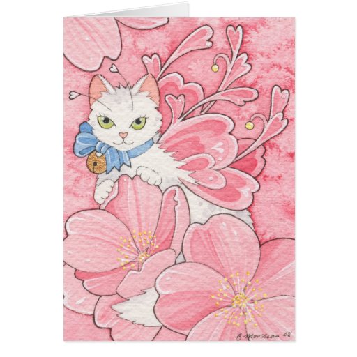 Feenhaftes Katze Kirschblütes notecard Grußkarten