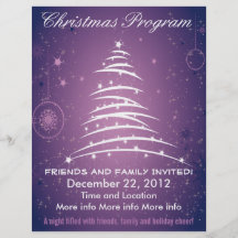 Feiertags-Baum-lila Weihnachtsprogramm-Flyer