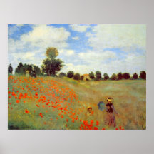 Feld der Mohnblumen, Claude Monet Poster