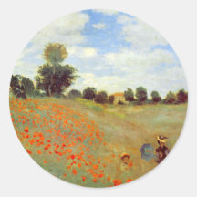 Feld der Mohnblumen, Claude Monet Runder Aufkleber