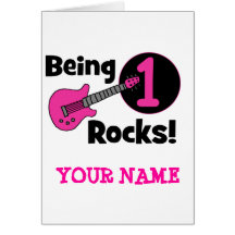 Felsen 1 sein! mit rosa Gitarre Grußkarte