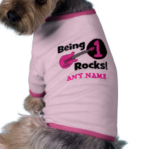 Felsen 1 sein! mit rosa Gitarre Hunde-t-shirt