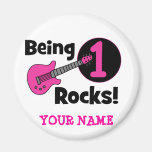 Felsen 1 sein! mit rosa Gitarre Kühlschrankmagnet