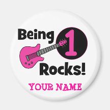 Felsen 1 sein! mit rosa Gitarre Kühlschrankmagnet