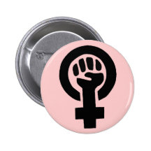 Feministisches Symbol mit rosa Hintergrund Anstecknadelbuttons