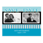 Fertigen Sie Aqua-Blau-Save the Date Streifen beso Postkarten