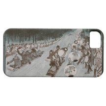 Festliches Vintages Tobogganing im Blau u. in Brow iPhone 5 Case