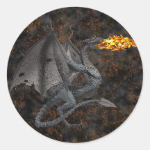 Feuer-Atmendrache Runde Sticker