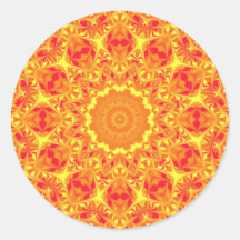 Feuer-Blumen-Kaleidoskop Runder Sticker