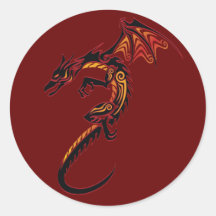 Feuer-Drache Runder Sticker