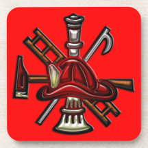 Feuerwehrmann-Feuer und Rettungs-Abteilungs-Emblem Drink Untersetzer