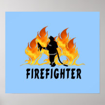 Feuerwehrmann-Flammen Poster
