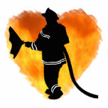 Feuerwehrmann-Liebe-Flammen Fotostatue