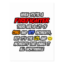 Feuerwehrmann. OMG WTF LOL Postkarte
