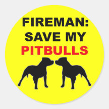 Feuerwehrmann retten mein Pitbulls Runde Sticker