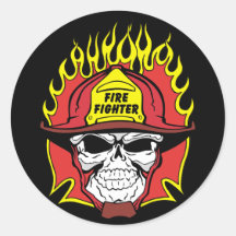 Feuerwehrmann-Schädel Runde Sticker