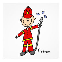 Feuerwehrmann-Strichmännchen Personalisierte Ankündigungen