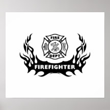 Feuerwehrmann-Tätowierung Posterdruck