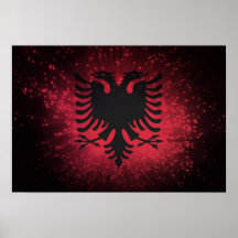 Feuerwerk; Albanien-Flagge Plakatdruck