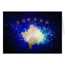 Feuerwerk; Kosovo-Flagge Grußkarte