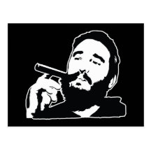 Fidel Castro mit Zigarren-Porträt-Postkarte