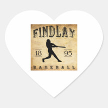 Findlay Ohio Baseball 1895 Herz Aufkleber