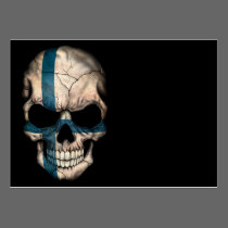 Finnish Flag Skull on Black visitenkarten