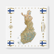Finnland-Karte + Flaggen-Magnet Kühlschrankmagnete