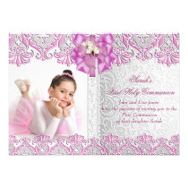 First Holy Communion 1st Girls Lilac Pink Photo einladungen