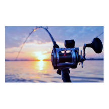 Fischen-Spule am Sonnenuntergang Visitenkarten Vorlage