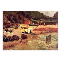 Fischerboot Alberts Bierstadt bei Capri Visitenkarten Vorlagen