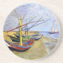 Fischerboote auf dem Strand, Vincent van Gogh Getränkeuntersetzer