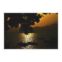 Fischerei am Sonnenuntergang-Leinwand-Druck (1,5"  Galerie Falt Leinwand