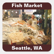Fischmarkt Seattle WA Quadratsticker