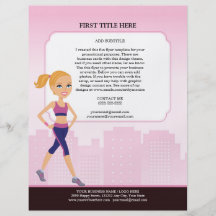 Fitness-Mädchen-Cartoon Flyerbedruckung