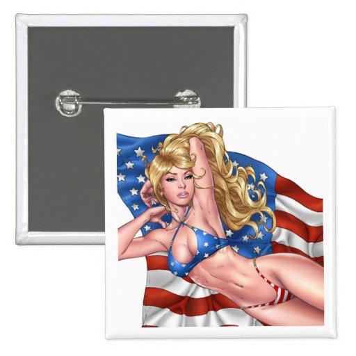 Flagge-Bikinipinup-Mädchen durch Al Rio Buttons