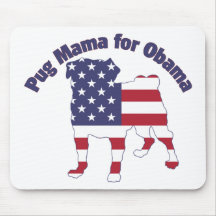 Flagge Mops-Mutter-For Obama Pug Silhouette Mauspads