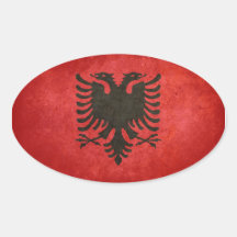 Flagge von Albanien Ovaler Aufkleber