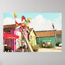 Flaggen und Boots-Hallen Poster