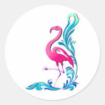 Flamingo 1 runde aufkleber