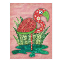 Flamingo-Postkarte
