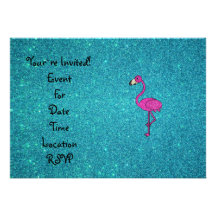 Flamingo-Türkis-Glitter des Glitters rosa Personalisierte Ankündigungskarten