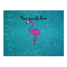 Flamingo-Türkis-Glitter des Glitters rosa Postkarte