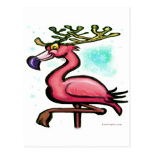 Flamingo-Weihnachtsren Postkarten