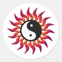 Flammen Yin Yang Sun Aufkleber