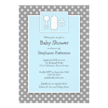 Flasche Binky Geklapper-Babyparty-Blau u. Grau Ankündigung